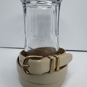 J. Crew Cream Belt with Gold Buckle